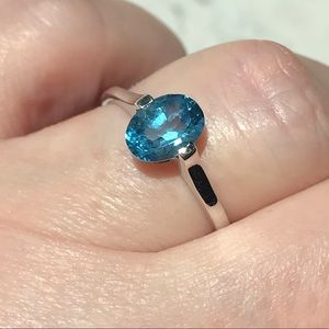 Blue Topaz & Sterling Silver Ring, Sz 8